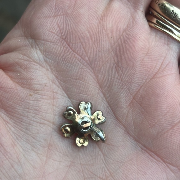 Antique Georgian rose cut diamonds flowers pendant 18kt yellow gold and silver - Picture 7 of 7